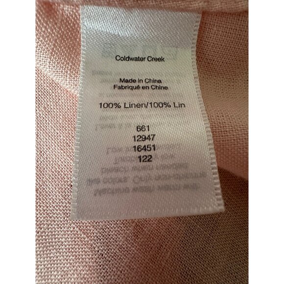 Coldwater Creek Women Plus 2X 100% Linen Blouse Tunic Pastel Peach Button Front - Picture 5 of 6